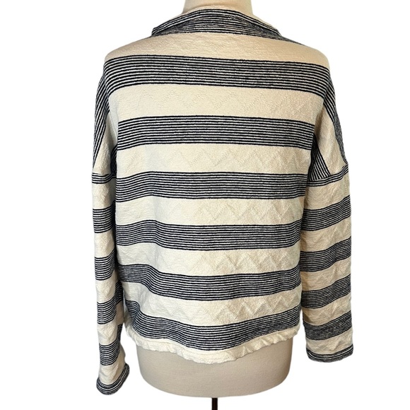 Anthropologie Eri + Ali Navy and White Striped Mock Neck Sweater Size Large - Picture 4 of 9